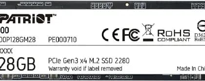 Диск SSD M.2 PCI-E 128 GB Patriot P300, P300P128GM28