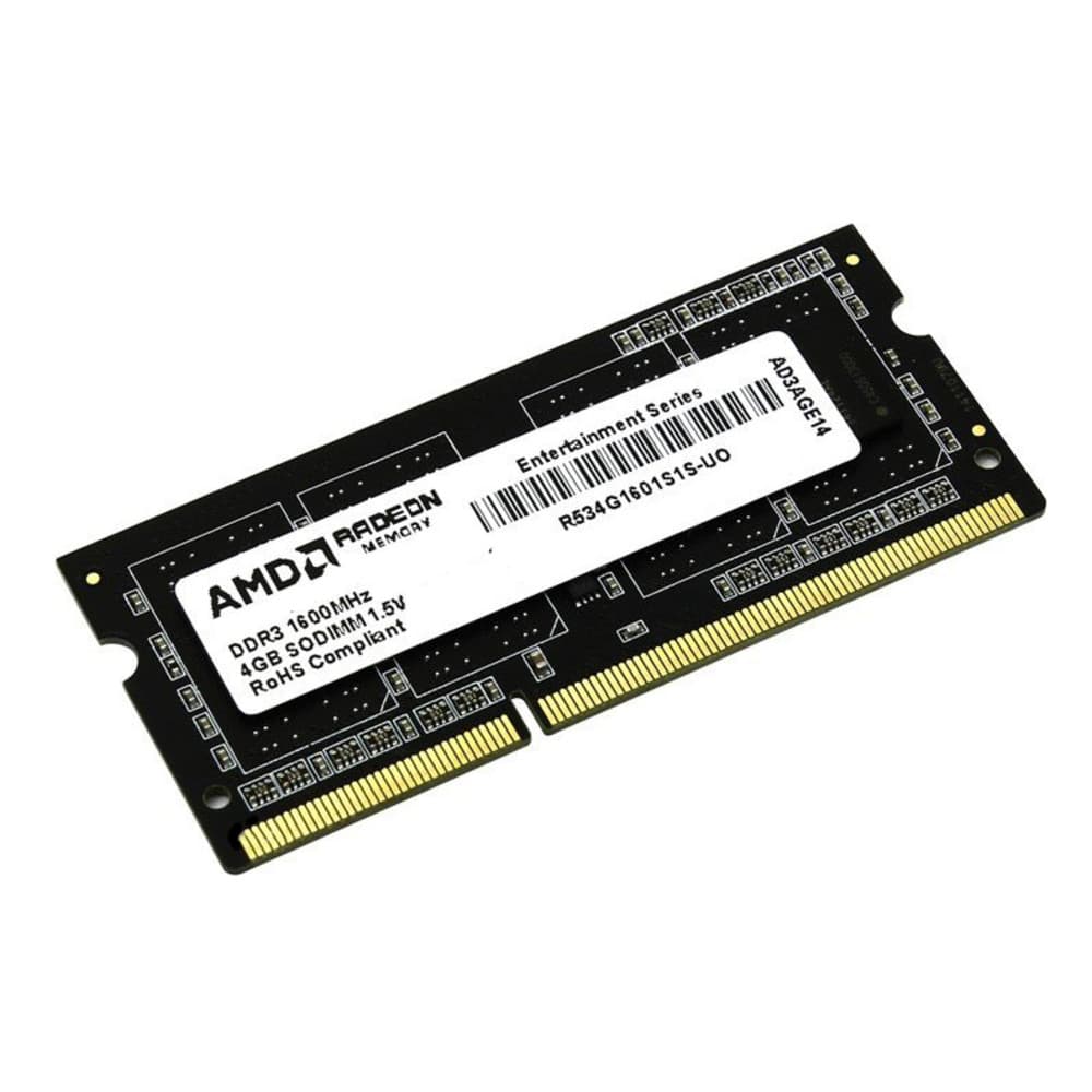 ОЗУ AMD R534G1601S1S R534G1601S1S-U SO-DIMM, DDR3, 4 Гб, 1600 МГц