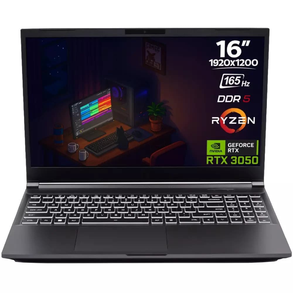 Ноутбук FIREBAT T6A-5R6616F8 17200022042 16 ", WUXGA 1920x1200 (16:10), AMD, Ryzen 5, 16 Гб, 512 ГБ, nVidia GeForce RTX 3050, Windows 11 Pro