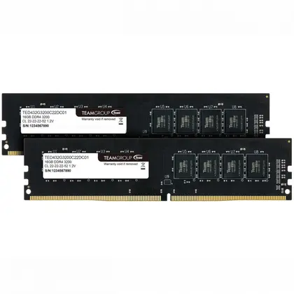 ОЗУ Team Group 2x16Gb TED432G3200C22DC01 DIMM, DDR4, 32 Гб (2 х 16 Гб), 3200 МГц