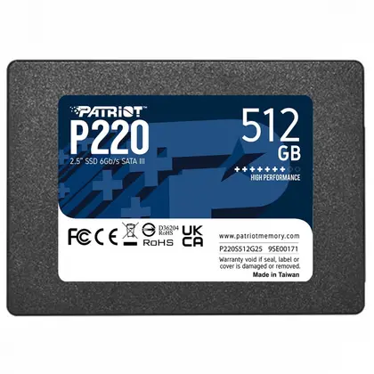 Жесткий диск Patriot P220 P220S512G25 SSD (твердотельные), 512 ГБ, 2.5 дюйма, SATA