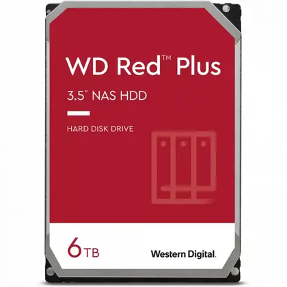 Жесткий диск Western Digital Red Plus WD60EFPX HDD (классические), 6 ТБ, 3.5 дюйма, SATA