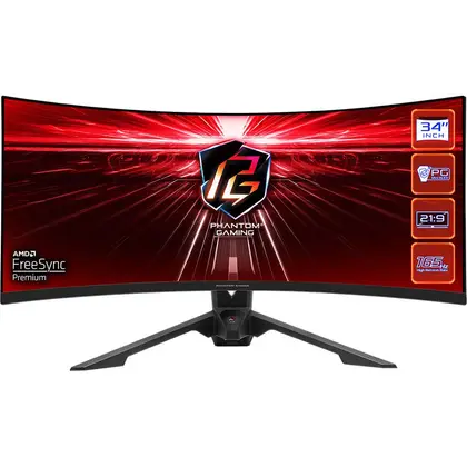 Монитор ASRock Phantom Gaming PG34WQ15R3A 34 ", VA, Ultra-Wide QHD 3440x1440 (21:9), 165 Гц