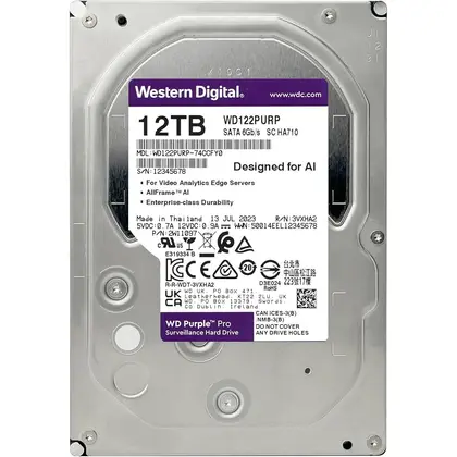 Жесткий диск Western Digital WD122PURP SSD (твердотельные), 12 ТБ, 3.5 дюйма, SATA