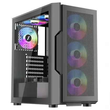 Корпус 1STPLAYER T7 P Black T7-P-BK-4F7 Mid-Tower