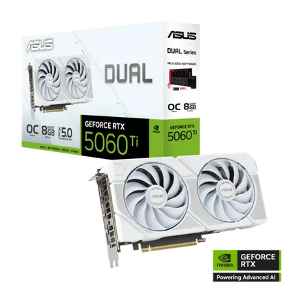 Видеокарта Asus GeForce Dual RTX 5060 Ti OC White 8G (Dual-RTX5060TI-O8G-White)