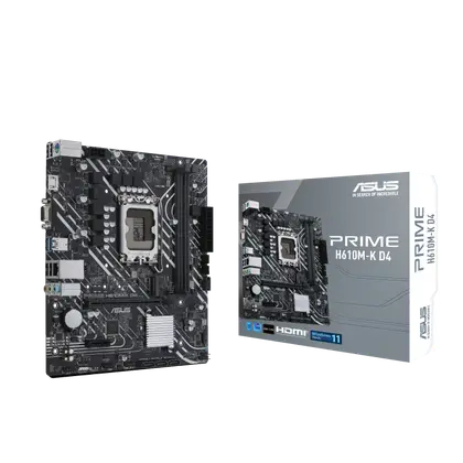 Материнская плата ASUS PRIME H610M-K D4, [LGA 1700, Intel H610, 2xDDR 4, 1xM.2, 1xPCI-E x16, Micro-ATX]