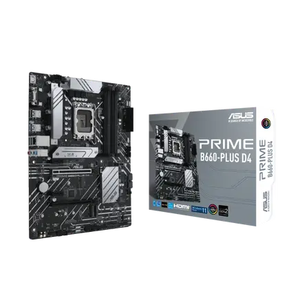 Материнская плата ASUS Prime B660-PLUS D4, [LGA 1700, Intel B660, 4xDDR 4, 3xM.2, 2xPCI-E x16, Standard-ATX]