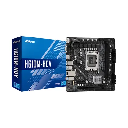 Материнская плата ASRock H610M-HDV [LGA 1700, Intel H610, 2xDDR 4, 1xPCI-E x16, Micro-ATX]