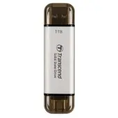 SSD накопитель Transcend ESD310 серебристый [1 ТБ, USB 3.2 Gen 2 Type C/Type A, чтение: 1,050 MБ/с, запись: 950 MБ/с, 3D V-NAND]