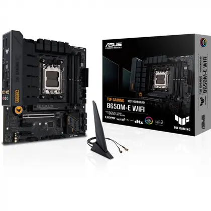 Материнская плата Asus TUF GAMING B650M-E WIFI [AM5, AMD B650, 4xDDR 5, 2xM.2, 1xPCI-E x16, Micro-ATX]