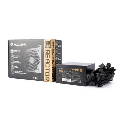 Блок питания Vega REACTOR (VPS-850APFS) [850 Вт, 80 PLUS Gold, 6x SATA, 3x 6+2 pin PCIe, 2x 4+4 pin CPU, ATX]