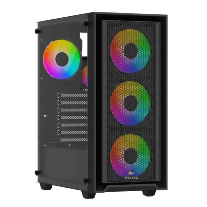 Корпус Wintek Apollo 802-B-M TG [Midi Tower, 3x 120 мм ARGB, черный]