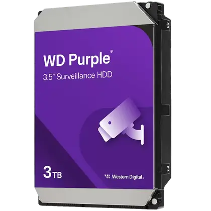 Жесткий диск Western Digital Purple WD34PURZ [3 ТБ, 3.5", SATA III, 5400 об./мин, кэш - 128 МБ, для систем видеонаблюдения]