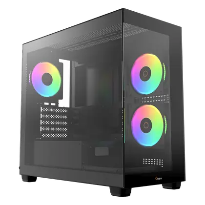 Корпус Ocypus Gamma C52 BK ARGB (Gamma-C52-BKD300XX-GL) [Mini Tower, 120 мм x 3 ARGB, черный]
