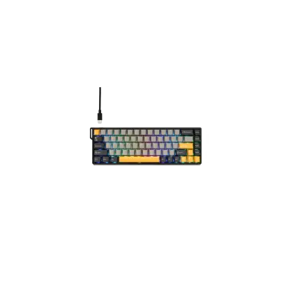 Клавиатура Aula WIN68 (WIN68HE MAX Dark Grey+Light Grey+Yellow) [Механическая, проводная, клавиш - 68, подсветка, черная]