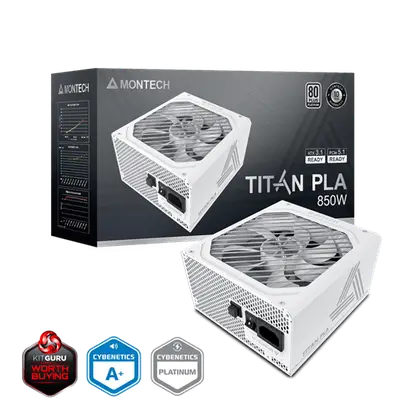 Блок питания Montech TITAN PLA 850W [850 Вт, 80 PLUS Platinum, 8x SATA, 1 x 16 pin (12VHPWR), 3 x 6+2 pin PCIe, 2x 4+4 pin CPU, ATX]