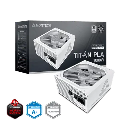 Блок питания Montech TITAN PLA 1000W [1000 Вт, 80 PLUS Platinum, 8x SATA, 1 x 16 pin (12VHPWR), 3 x 6+2 pin PCIe, 2x 4+4 pin CPU, ATX]