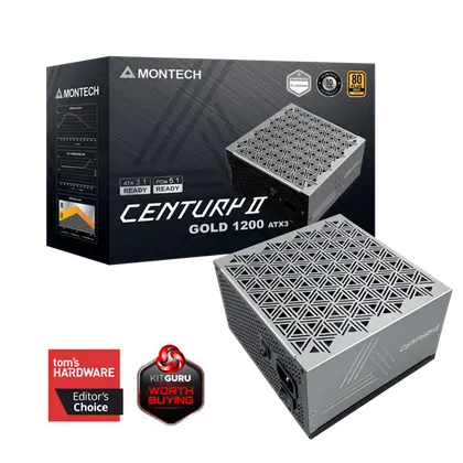 Блок питания Montech CENTURY II 1200W [1200 Вт, 80 PLUS Gold, 12x SATA, 1 x 16 pin (12VHPWR), 3 x 6+2 pin PCIe, 2x 4+4 pin CPU, ATX]