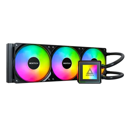 Водяное охлаждение для CPU Montech PureFlow ARGB 360 (B) TDP 320W 3x120 115x-1851/AM4/AM5 Black