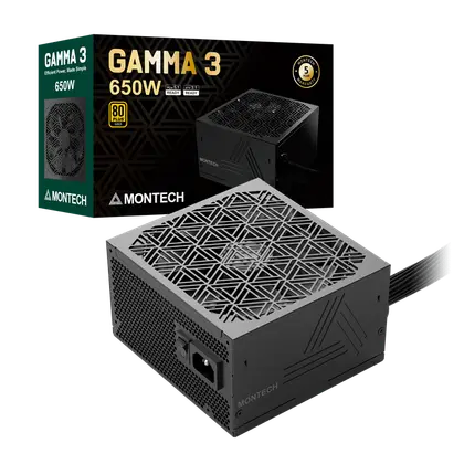 Блок питания Montech 650W, GAMMA 3 650W, Non Modular, ATX, 80+ GOLD, КПД 92%, Fan 135mm, Черный