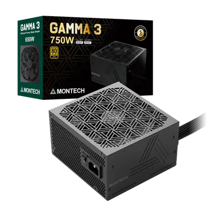 Блок питания Montech  750W, GAMMA 3 750W, Non Modular, ATX, 80+ GOLD, КПД 92%, Fan 135mm, Черный