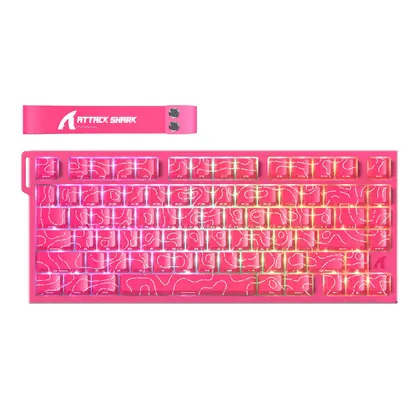 Клавиатура Attack Shark R82 HE Pink Contour [Магнитная, проводная, клавиш - 80, подсветка, Розовый]