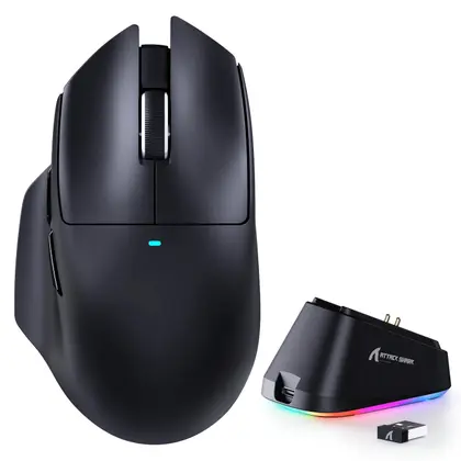 Мышь Attack Shark V6 Black [беспроводная, светодиодная, 25000 DPI, 1000 Гц, черная]