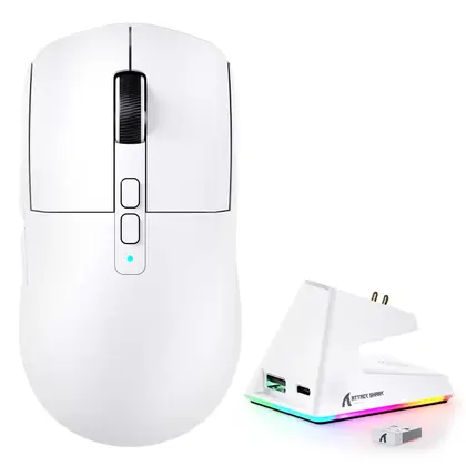 Мышь Attack Shark X6 White [беспроводная, светодиодная, 26000 DPI, 1000 Гц, белая]