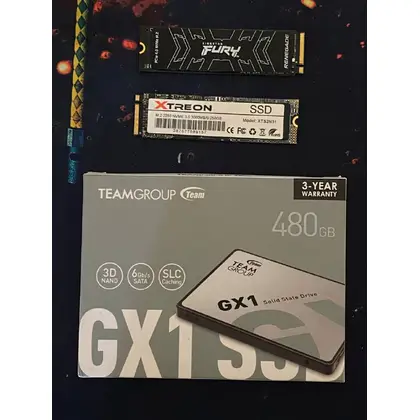 M.2 1024gb SSD Kingston Fury Renegade Pci.e 4.0, M.2 Nvme SSD Xtreon 256gb Pci.e 4.0, TeamGroup Sata SSD 480GB