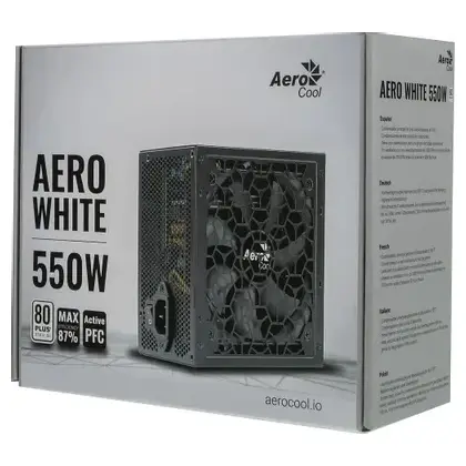 Блок питания ATX 550W AeroCool Aero White 550, Plus (AERO WHITE 550W)
