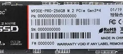 Твердотельный накопитель SSD 256Gb, M.2 2280, Netac N930E Pro, NVMe, PCIe 3x4, 2040R/1270W (NT01N930E-256G-E4X)