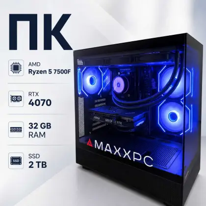 Игровой компьютер, ПК AMD Ruzen 5 7500F, RTX 4070, 32GB RAM, SSD 2TB