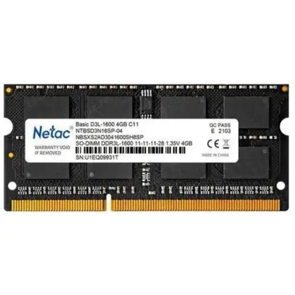 Оперативная память для ноутбука DDR3L 1600/4Gb Netac Basic, NTBSD3N16SP-04