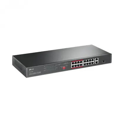Коммутатор TP-Link TL-SL1218P Неуправляемый/16×10/100 PoE+ портов, 2×10/100/1000 RJ45/1×Combo Gigabit SFP/PoE+ 150W