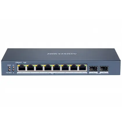 Коммутатор HIKVISION DS-3E1510P-SI Smart Managed (L2)/8×Gigabit PoE/2×Gigabit SFP/PoE 110 W