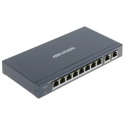 Коммутатор Hikvision DS-3E0310P-E/M Fast Ethernet (некерируемый)/8×10/100 PoE портов/2×Gigabit RJ45 uplink/IEEE 802.3af/at 60 W PoE бюджет