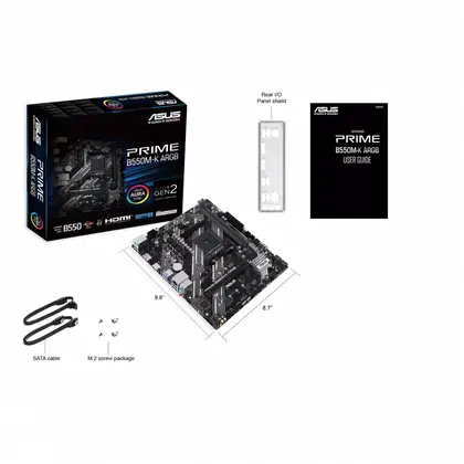 Материнская плата ASUS PRIME B550M-K ARGB AM4/AMD B550/2xDDR4/2xM.2/1xPCI-E x16, Micro-ATX