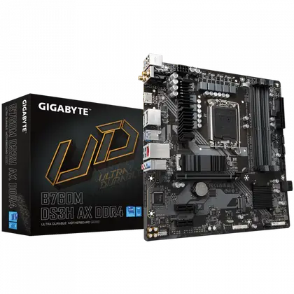 Материнская плата GIGABYTE B760M DS3H AX LGA1700/Intel B760/4xDDR5/2xM.2/1xPCI-E x16, Micro-ATX