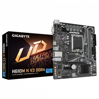 Материнская плата Gigabyte H610M H V3 DDR4 1.0 LGA1700/Intel H610/2xDDR4/1xM.2/1xPCI-E x16, Micro-ATX