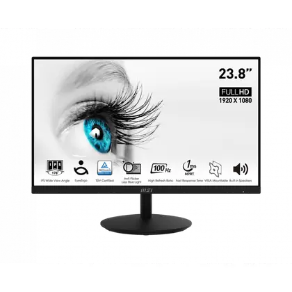 Монитор MSI PRO MP242A 23.8" IPS/1920×1080/100Hz/1ms (MPRT)/4ms (GTG)/HDMI x1/DisplayPort x1/D-Sub (VGA) PRO MP242A