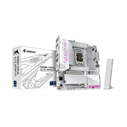 Материнская плата GIGABYTE B860M AORUS ELITE WIFI6E ICE LGA1851/Intel B860/4xDDR5/3xM.2/2xPCI-E x16, Micro-ATX