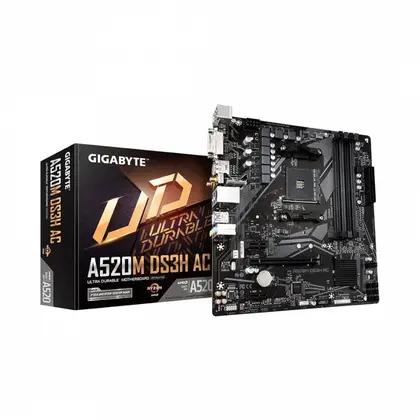 Материнская плата GIGABYTE A520M DS3H AC AM4/AMD A520/4xDDR4/1xM.2/1xPCI-E x16, Micro-ATX