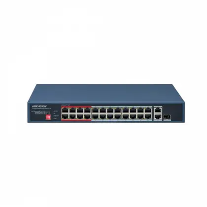 Коммутатор Hikvision DS-3E0326P-E(C) L2/24×10/100 PoE/2×1G combo uplink/370W PoE