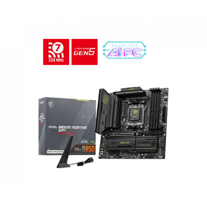 Материнская плата MSI MAG B850M MORTAR WIFI AM5/AMD B850/4xDDR5/3xM.2/1xPCI-E x16, Micro-ATX