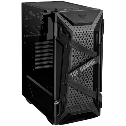 Корпус ASUS TUF Gaming GT301 ATX mid-tower compact case with tempered glass side panel, honeycomb front panel, 120mm AURA Addressable RGB fan, headpho