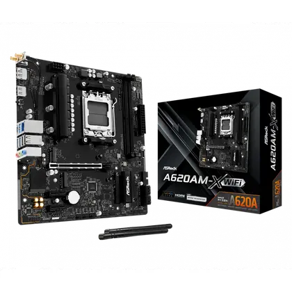 Материнская плата ASRock A620AM-X WiFi AM5/AMD A620A/2xDDR5/2xM.2/1xPCI-E x16, Micro-ATX