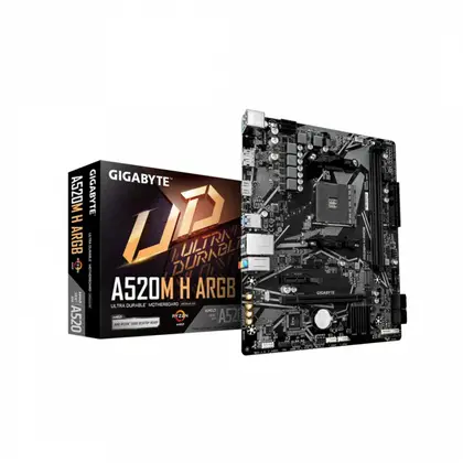 Материнская плата GIGABYTE A520M H ARGB AM4/AMD A520/2xDDR4/1xM.2/1xPCI-E x16, Micro-ATX