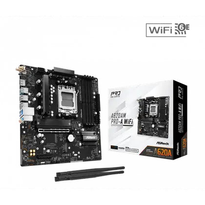Материнская плата ASRock A620AM PRO-A WIFI AM5/AMD A620A/4xDDR5/3xM.2/1xPCI-E x16, Micro-ATX