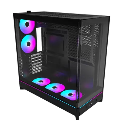 Корпус Montech HS02 PRO (B) ATX/Micro-ATX/Mini-ITX (Back-Connected MB) 2xUSB 1xType-C 1xAudio Черный
